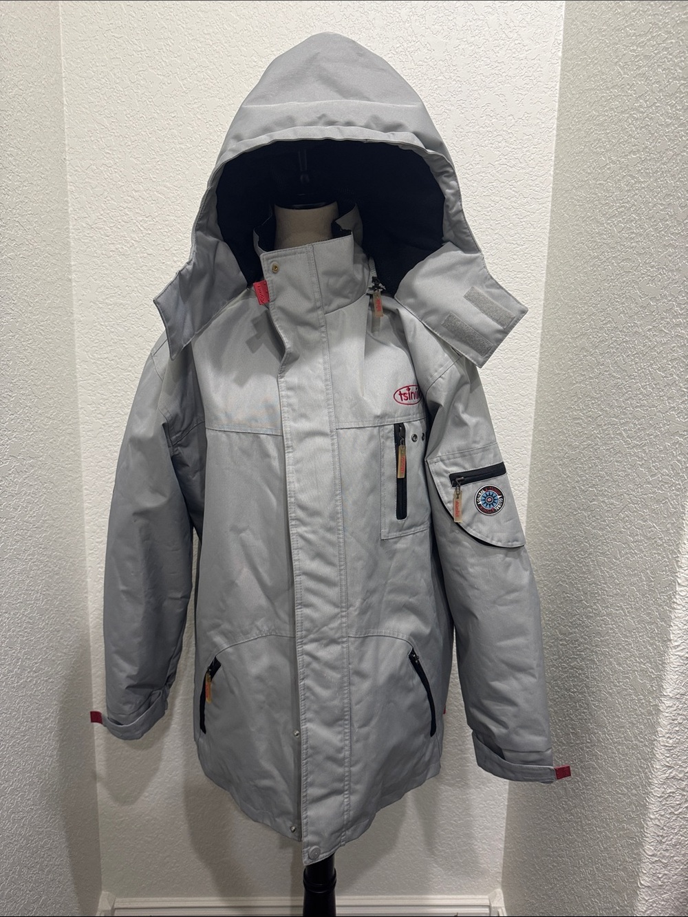 tsinúk - Light Gray Ski & Snowboard Jacket with Hood - Performance Winter Shell